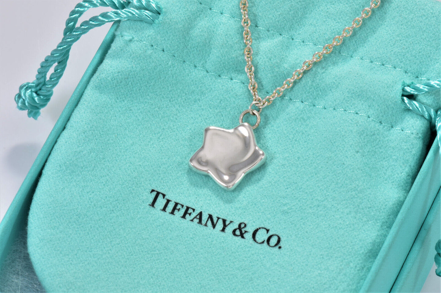 Tiffany & Co Silver Elsa Peretti Star Charm 7.26" Chain Bracelet in Pouch Rare