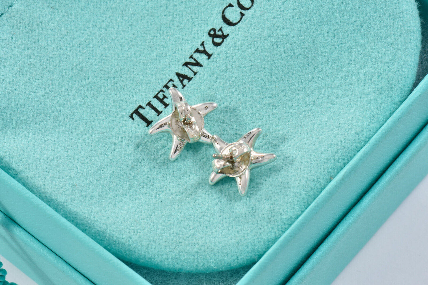 Tiffany & Co Silver Elsa Peretti 13mm Starfish Stud Earrings in Box Pouch Rare