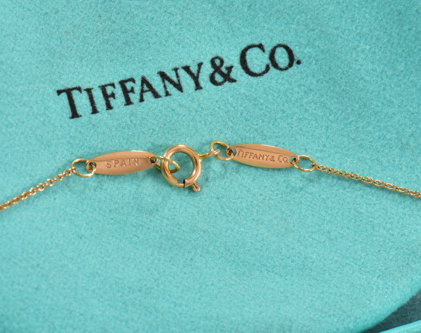 Tiffany & Co 18K Rose Gold Elsa Peretti Letter H Pendant 16.25" Necklace in Box