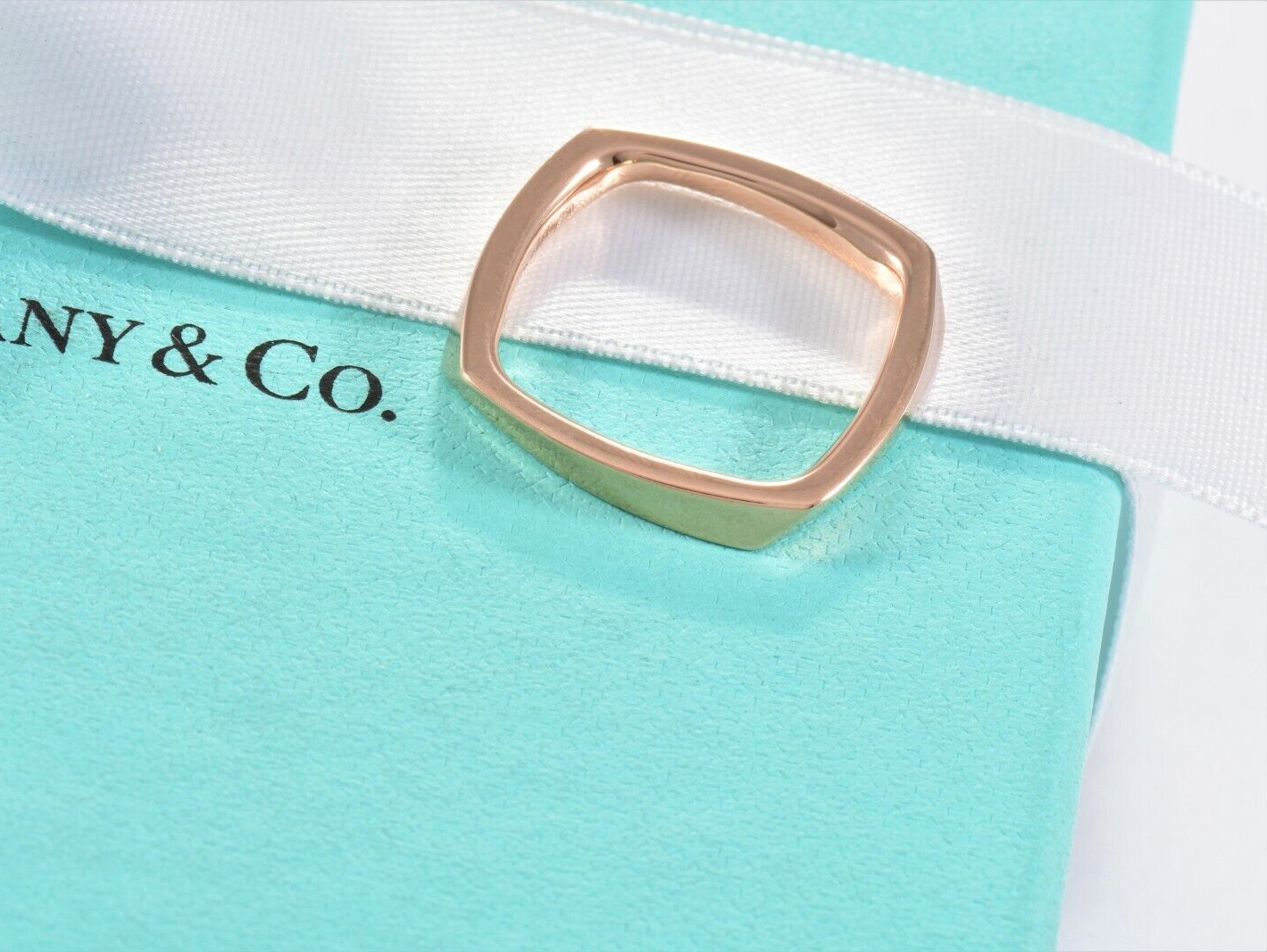 Tiffany & Co Frank Gehry 18K Rose Gold Torque Square Ring Size 5 Rare in Box