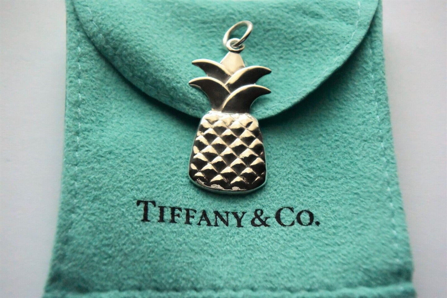 Tiffany & Co Sterling Silver Pineapple Charm for Bracelet or Necklace in Pouch