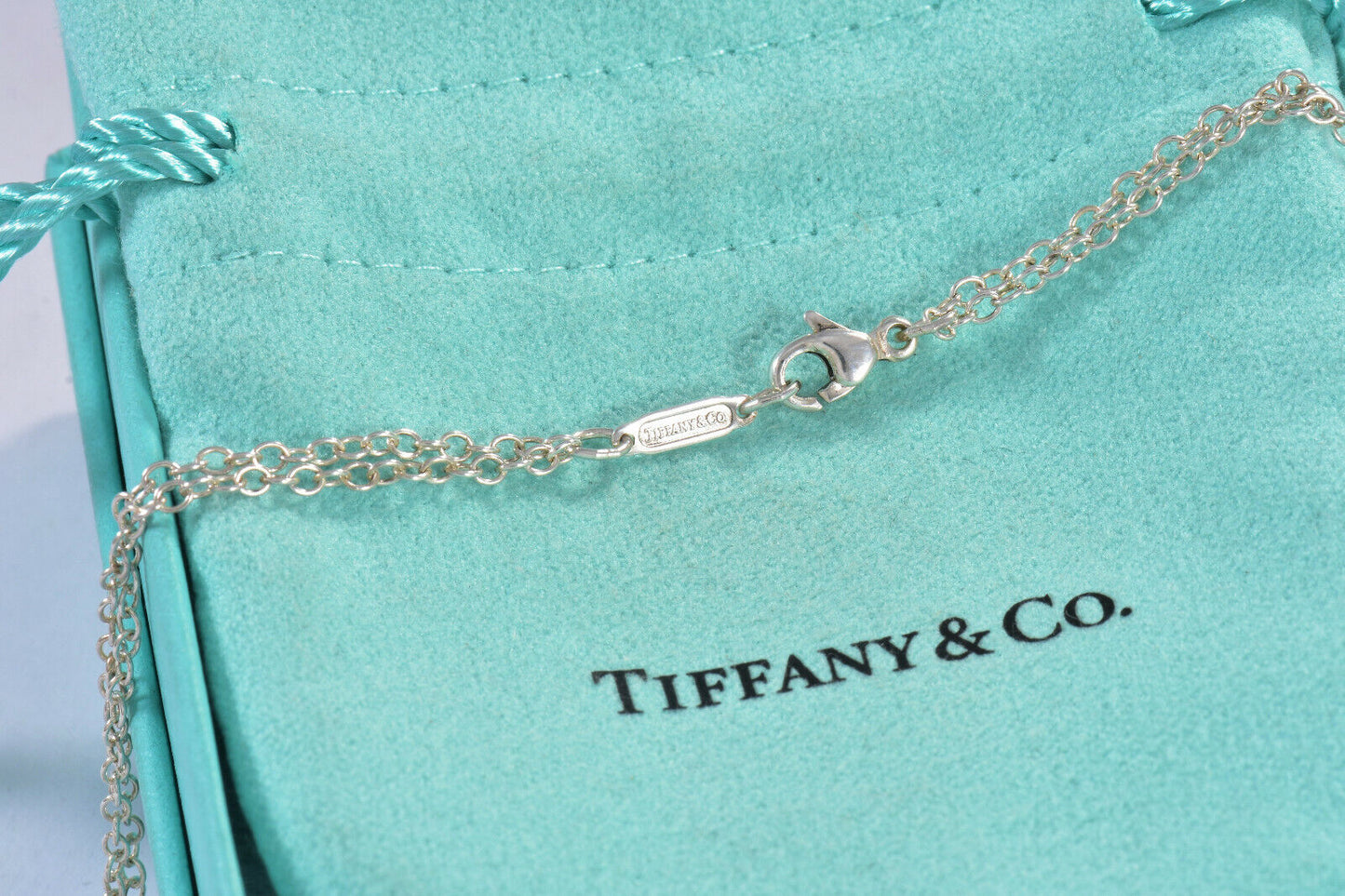 Tiffany & Co Sterling Silver Man In The Moon Double Chain Necklace 16" In Box