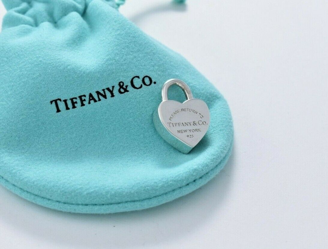 Please Return To Tiffany & Co Silver Heart Padlock Charm Necklace Bracelet Lock