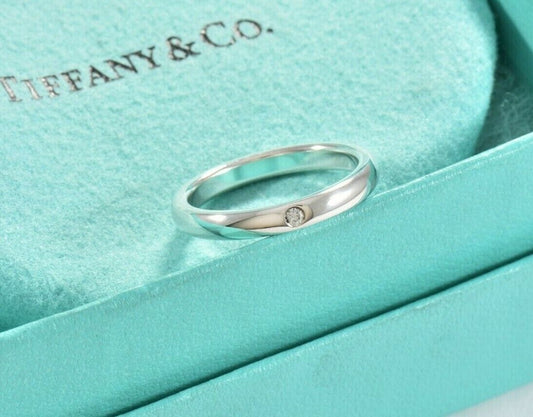 Tiffany & Co Sterling Silver Elsa Peretti Diamond Stack Ring Size 5.5 in Pouch