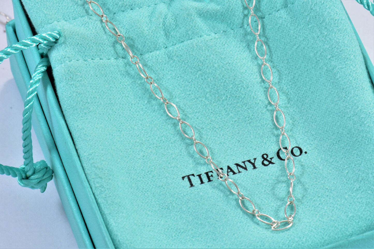 Tiffany & Co Sterling Silver 30.25" Oval Link Chain Necklace XL In Pouch Long