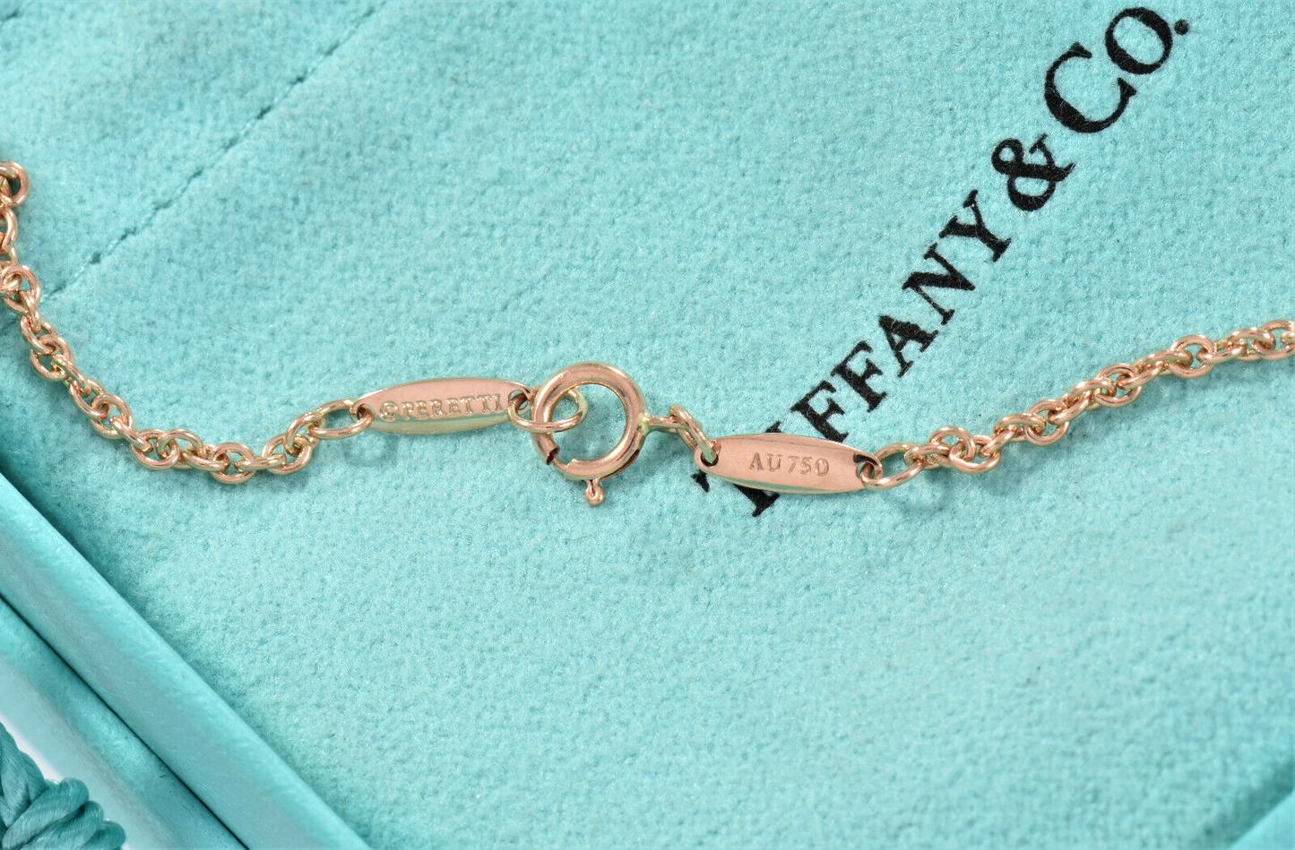 Tiffany & Co 18K Rose Gold Elsa Peretti Letter H Pendant 16.25" Necklace in Box