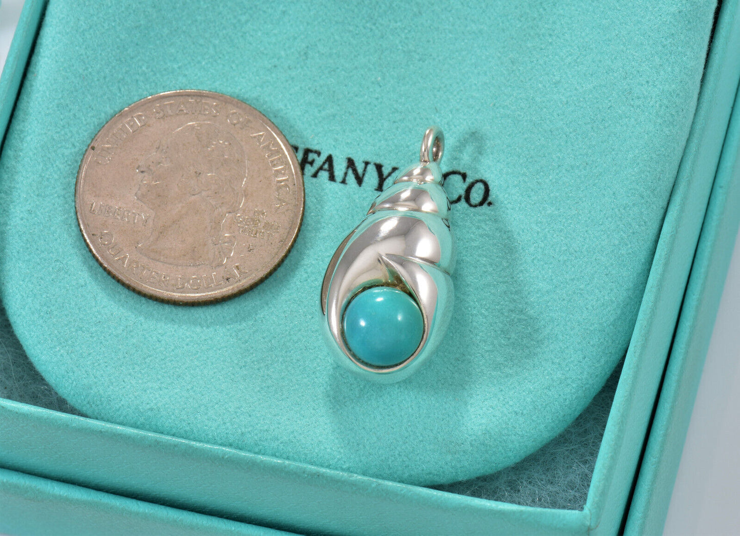 Tiffany & Co Silver Blue Turquoise Seashell Charm Pendant For Necklace Bracelet