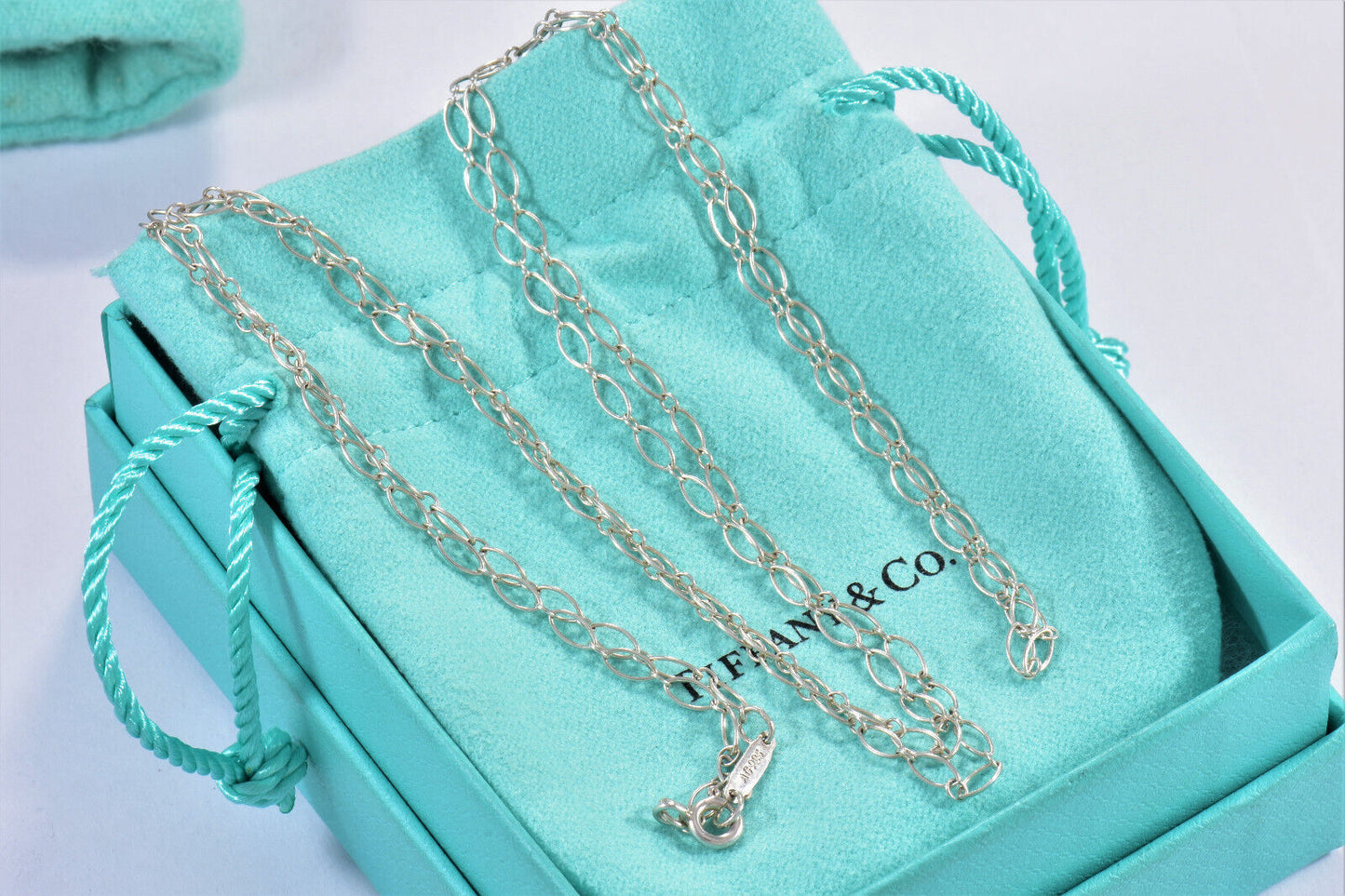 Tiffany & Co Sterling Silver 30.25" Oval Link Chain Necklace XL In Pouch Long