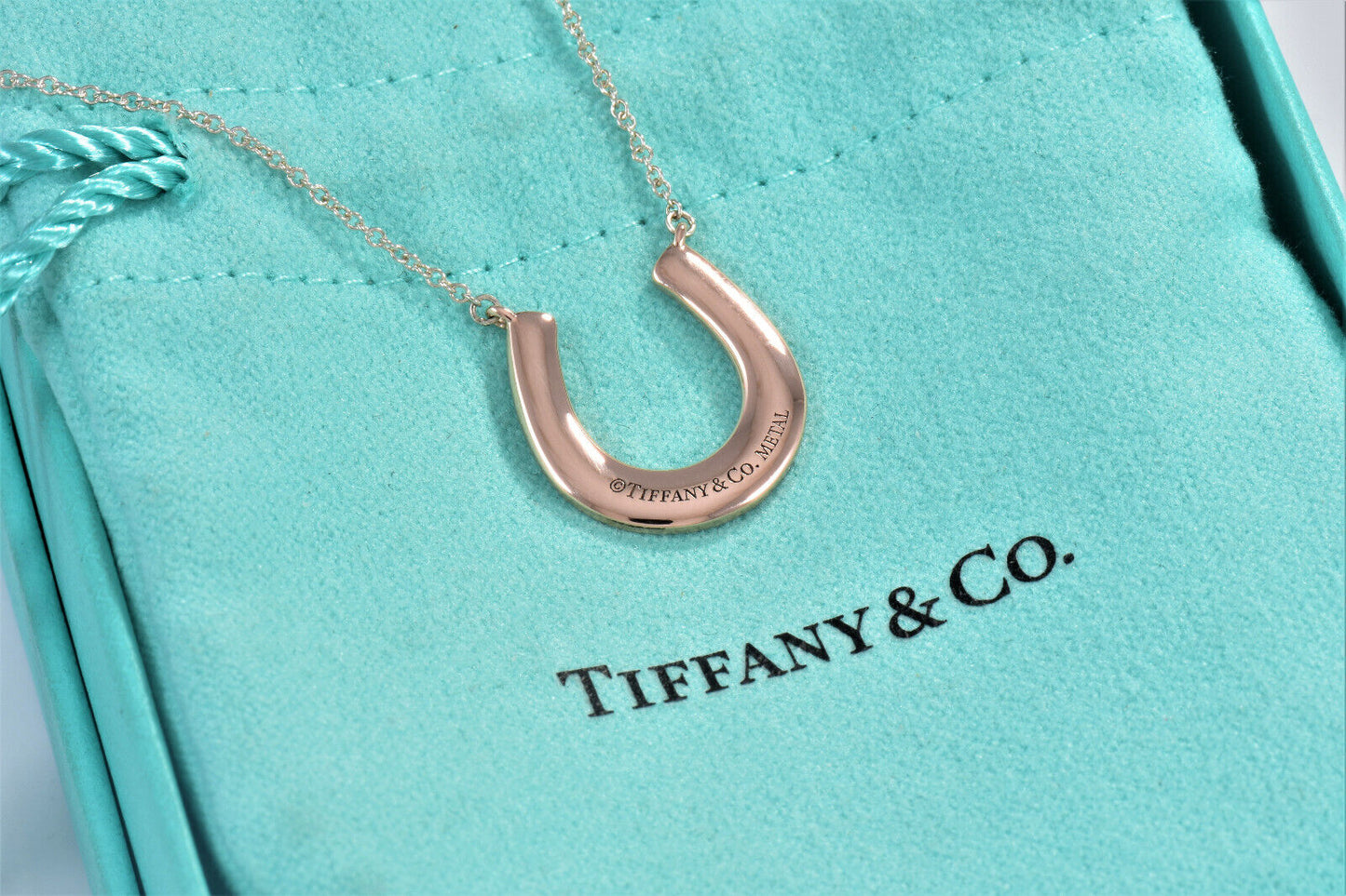 Tiffany & Co Rubedo Gold Sterling Silver 1837 Horseshoe Pendant XL 21" Necklace