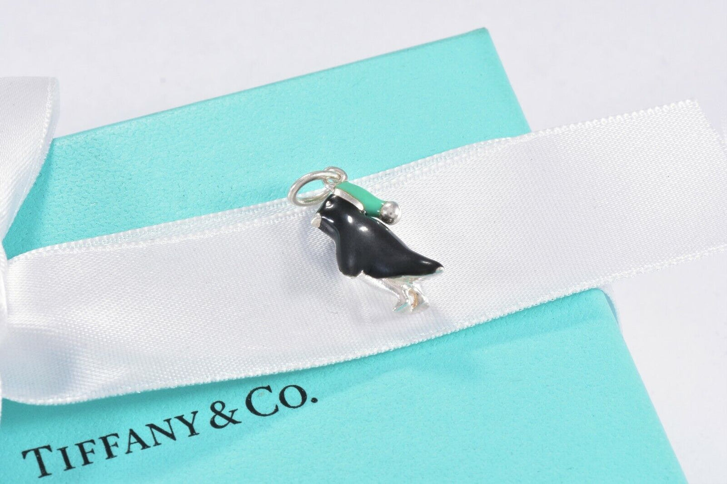 Tiffany & Co Silver Blue Enamel Penguin Charm Pendant For Necklace or Bracelet