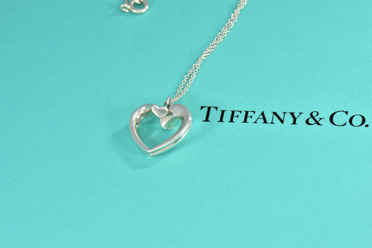 Tiffany & Co Silver Paloma Picasso Tenderness Embrace Heart Pendant 16" Necklace