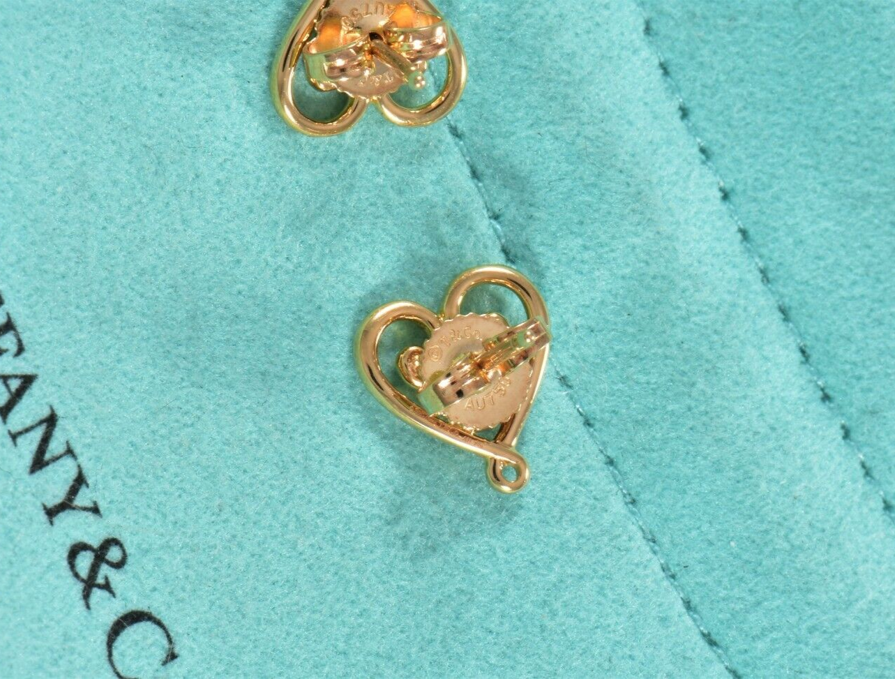 Tiffany & Co Diamond 18K Yellow Gold Picasso Venezia Goldoni Heart Earrings Box