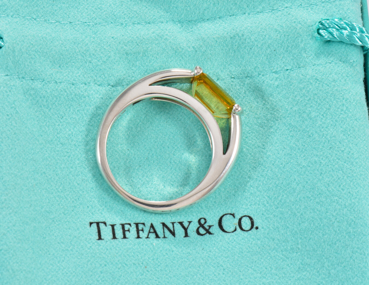 Tiffany & Co Silver Citrine Orange Quartz Cocktail Ring Size 8.5 in Box Pouch