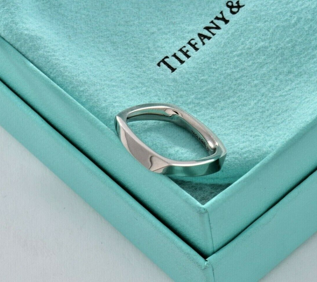 Tiffany & Co Frank Gehry 18K Gold Torque Square Size 5 Ring Limited Rare Black