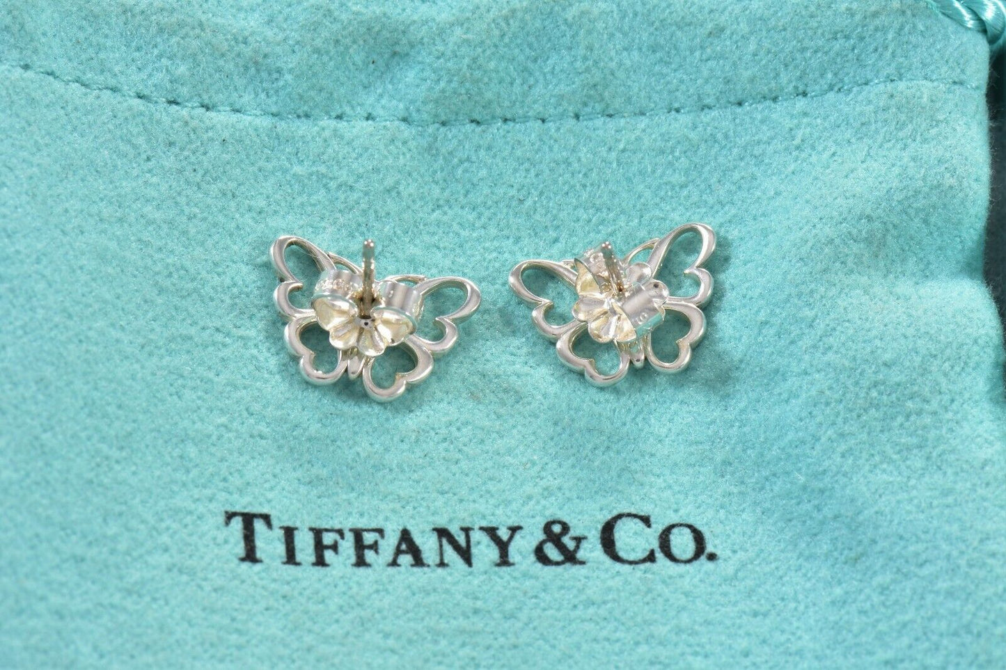 Tiffany & Co Sterling Silver Enchant Butterfly Earrings in Pouch Rare Lovely