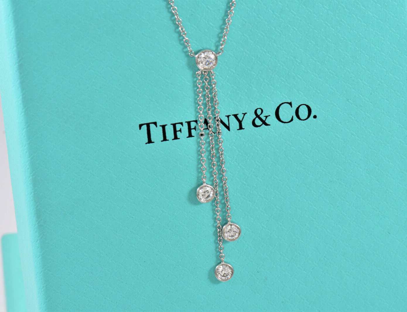 Tiffany & Co Platinum 1.00 Ct 14 Diamond Swing Jazz Pendant 16.25” Necklace Yard