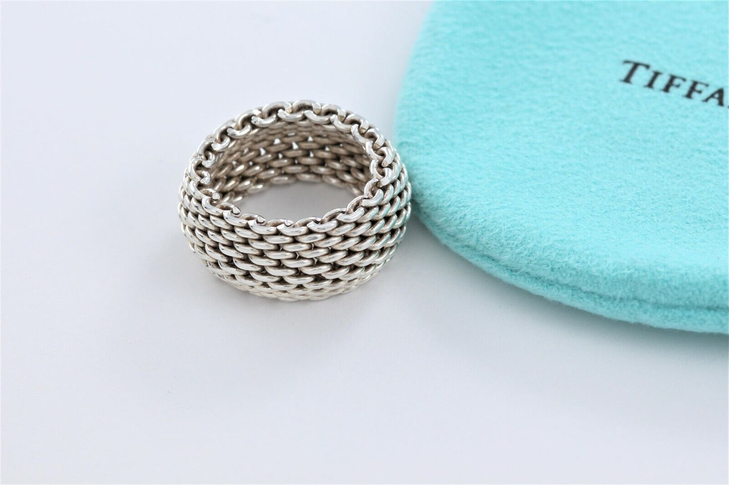 Tiffany & Co Sterling Silver Somerset Mesh Dome Ring Size 6 in Box Pouch Lovely