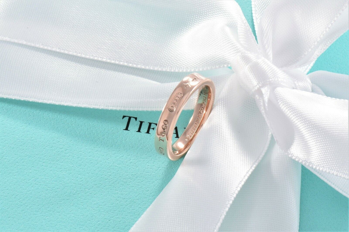 Tiffany & Co Rubedo Gold Metal Narrow 1837 Band Ring Size 13 and Pouch Lovely