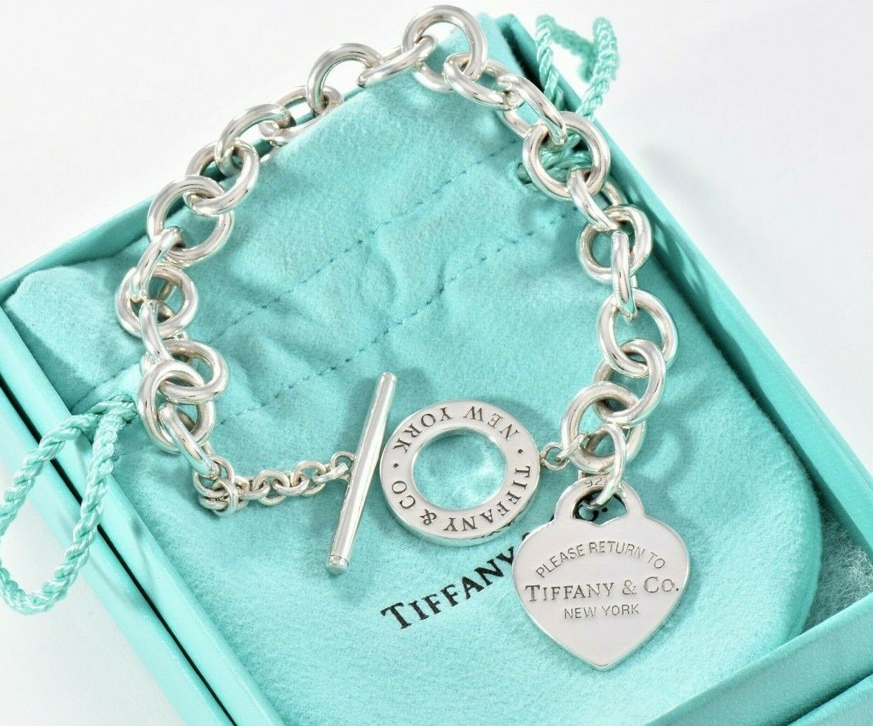 Please Return To Tiffany & Co Silver Toggle Chain 8.45" Bracelet New Version