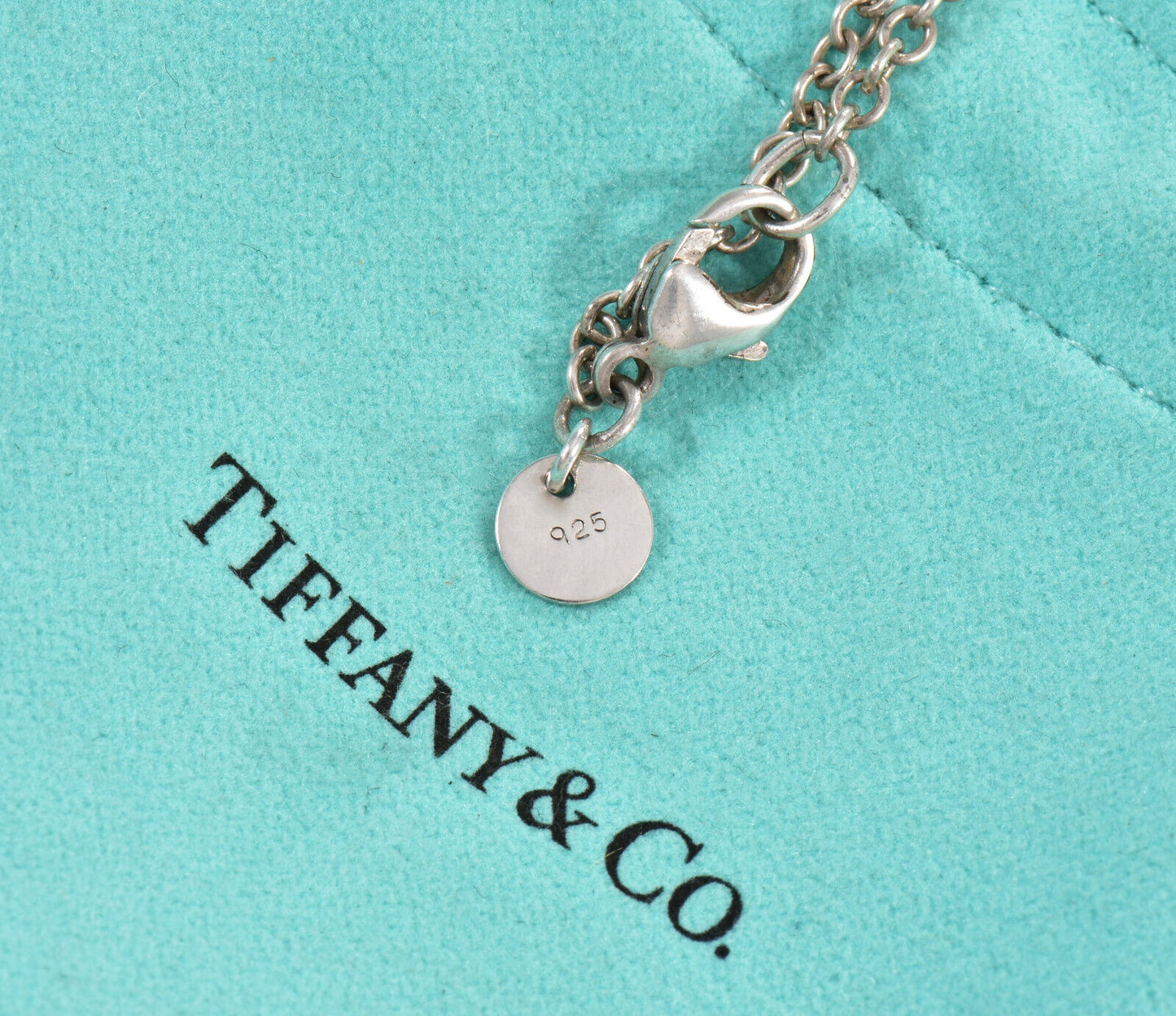 Tiffany & Co Silver Bead By Yard Barrel Ball Station Necklace 16.25" in Pouch