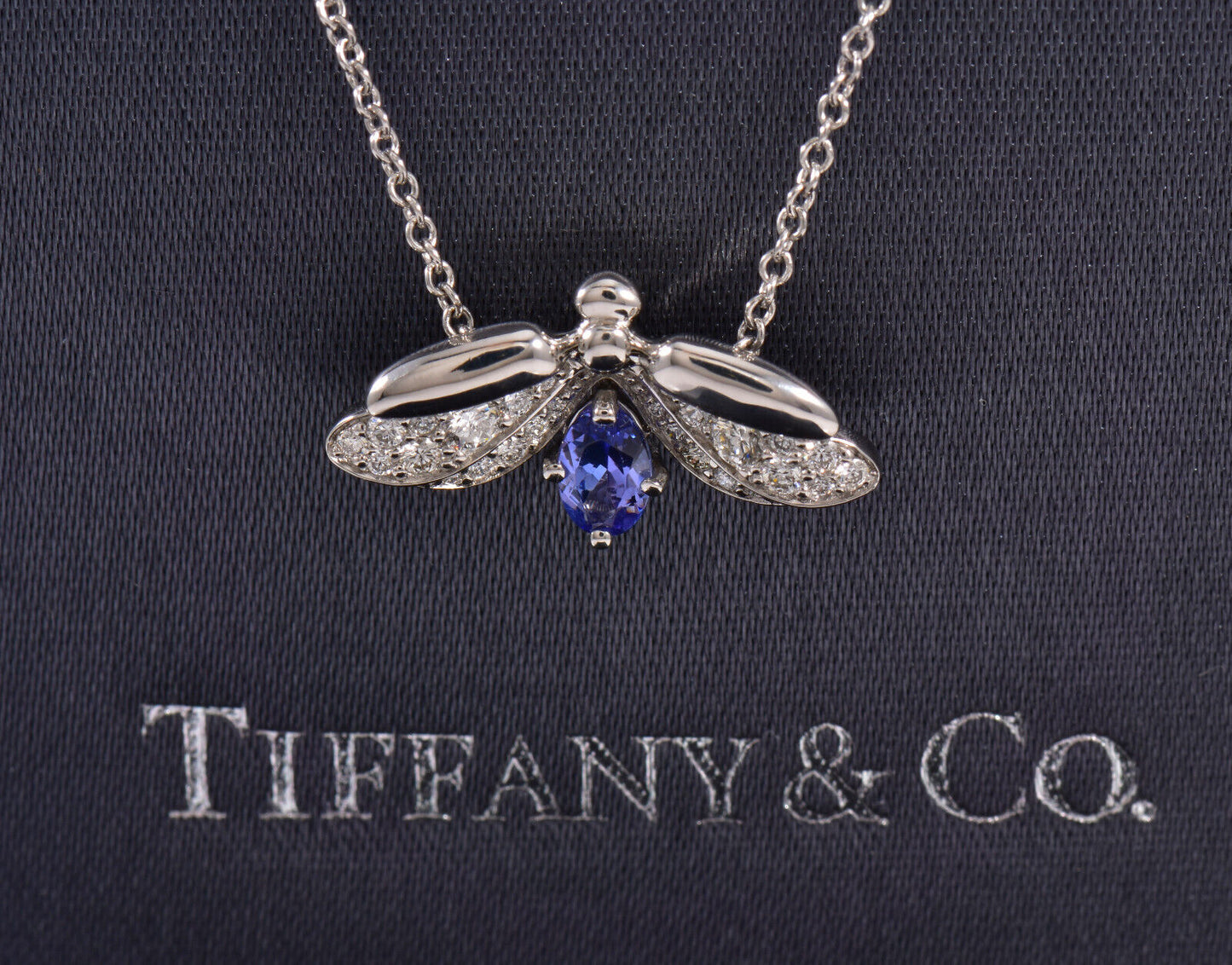 Tiffany & Co Diamond Tanzanite Platinum Paper Flowers Firefly Pendant Necklace