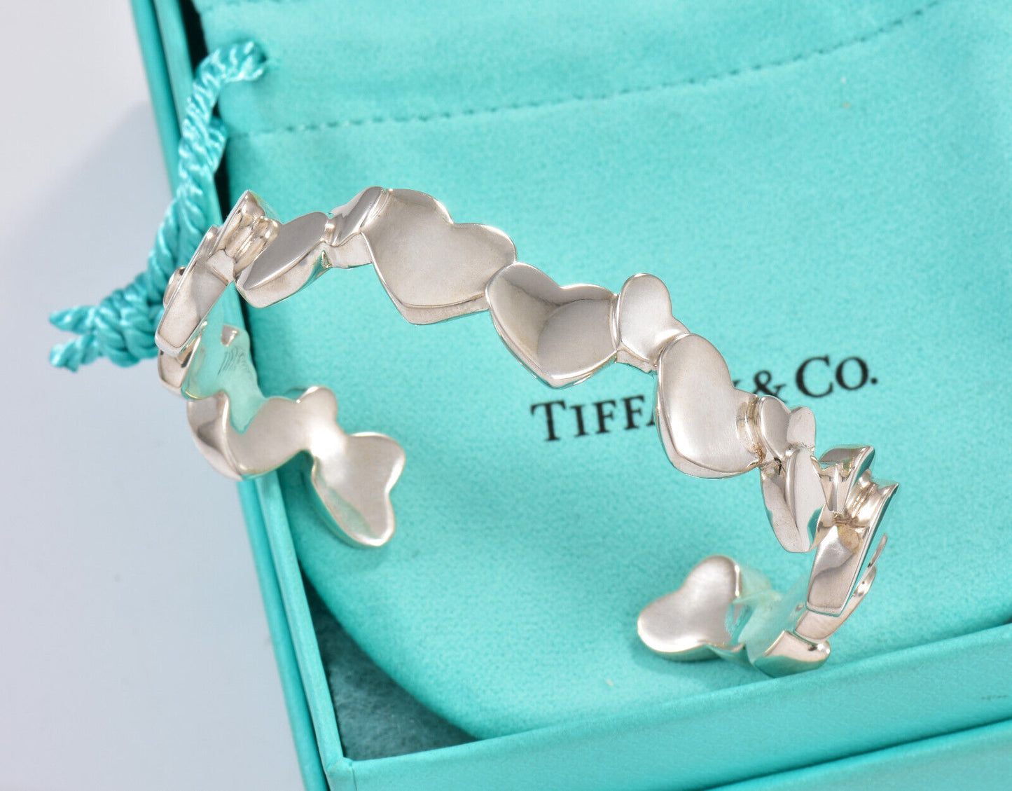 Tiffany & Co Silver Paloma Picasso Modern Heart Cluster Small 6" Cuff Bracelet