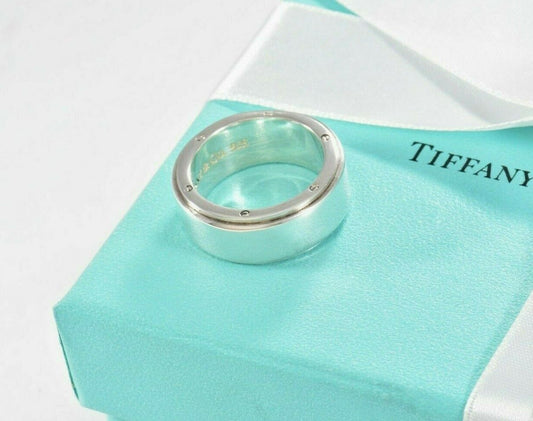 Tiffany & Co Sterling Silver Metropolis Wide Band Size 7 Ring in Pouch Unisex