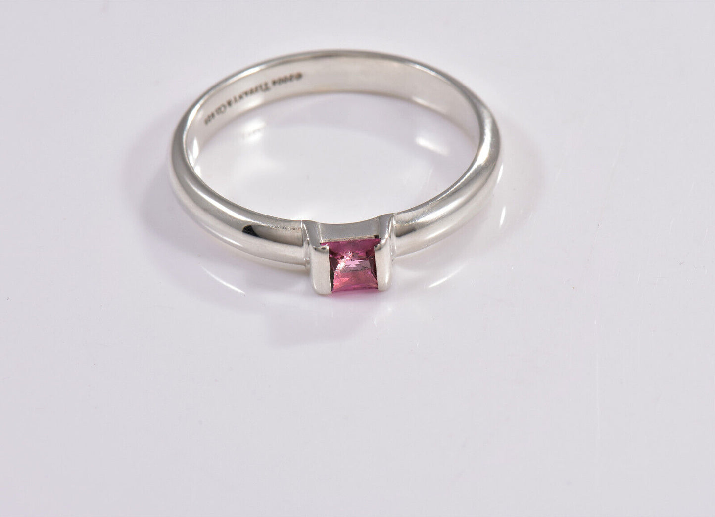 Tiffany & Co Sterling Silver Pink Sapphire Square Stack Band Ring Size 9.5 Boxed