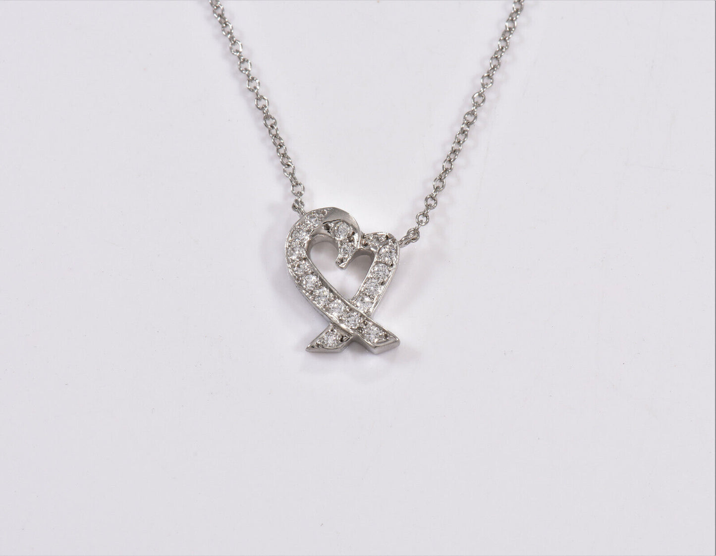 Tiffany & Co Diamond Platinum Paloma Picasso Loving Heart Necklace in Box Rare