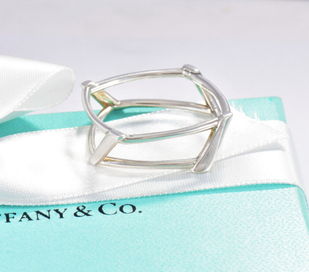 Size 11.5 Tiffany & Co Frank Gehry Sterling Silver Open Torque Square Ring Rare