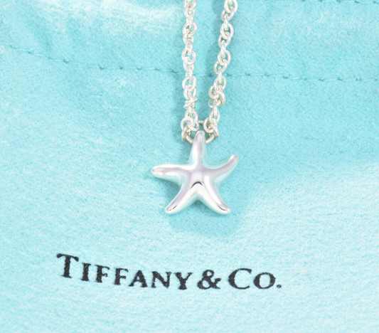 Tiffany & Co Elsa Peretti Silver Starfish Charm 6.5" Chain Bracelet & Pouch Rare