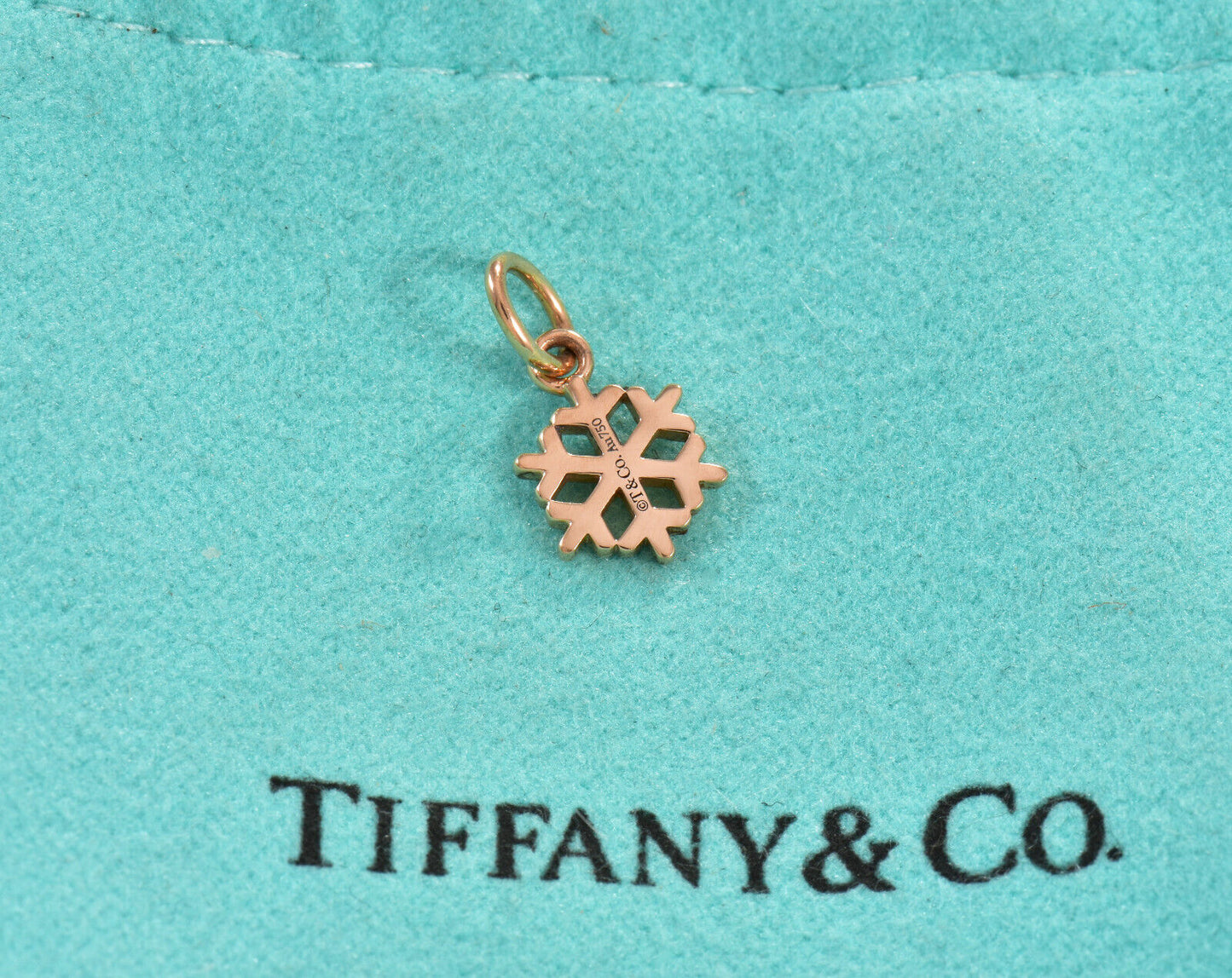 Tiffany & Co 18K Rose Gold Mini Snowflake Charm Pendant for Bracelet Necklace