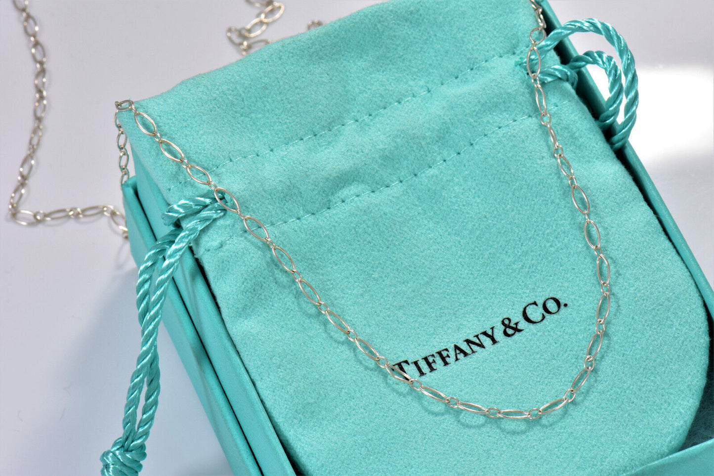 Tiffany & Co Sterling Silver Oval Chain Link XL 20.25" Necklace with Pouch Gift