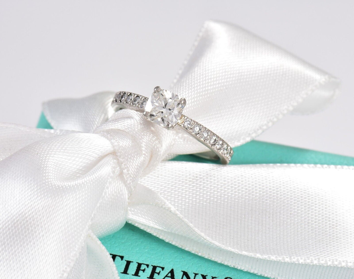 Tiffany & Co Novo .68 ct G VS1 Square Cushion Diamond Size 5 Engagement Ring