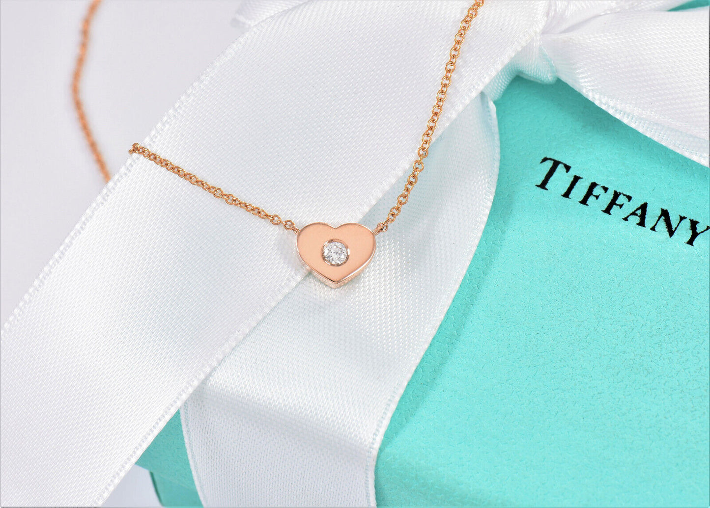 Tiffany & Co 18K Rose Gold Diamond Paloma Picasso Heart Pendant 16" Necklace