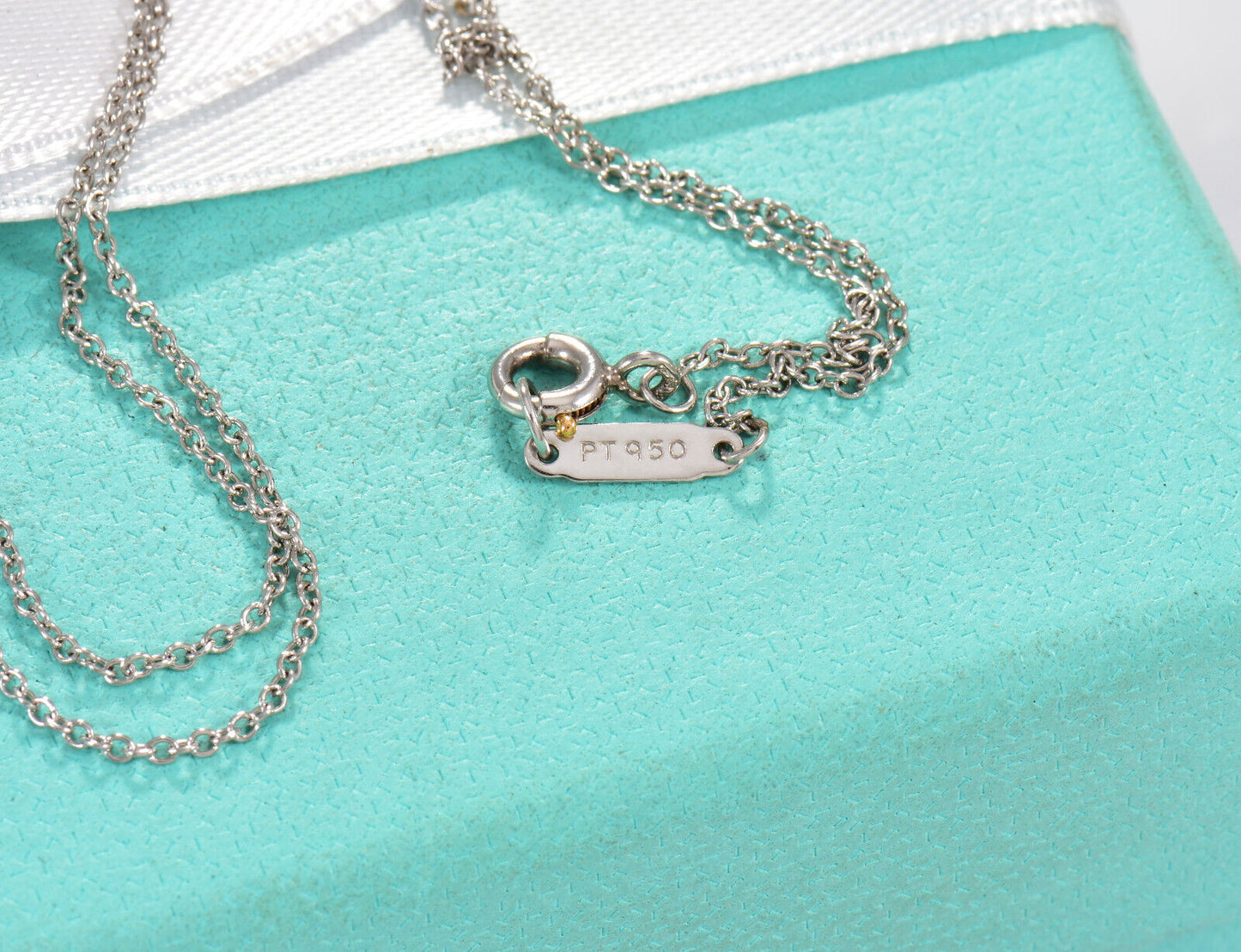 Tiffany & Co Diamond Platinum Etoile Heart Pendant 19" Necklace & Box Pouch Rare