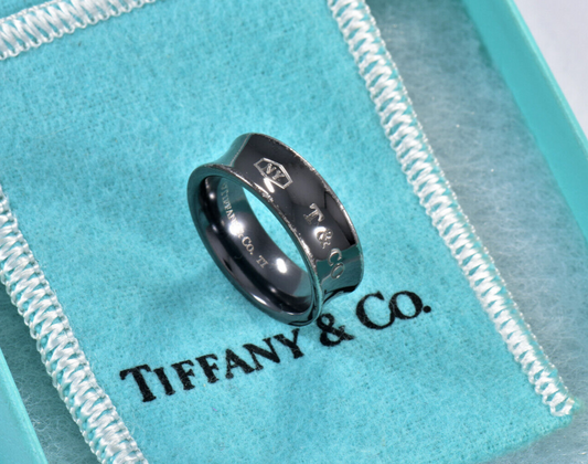 Tiffany & Co Titanium 1837 Medium Band Ring Size 6 in Pouch New Version Mens