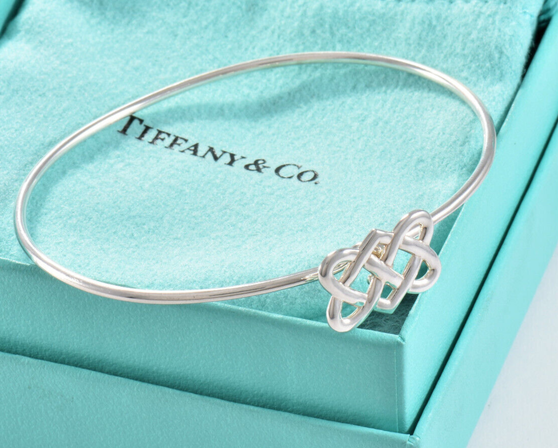 Tiffany & Co Silver Paloma Picasso Celtic Knot Hook 7" Bracelet in Pouch Bangle