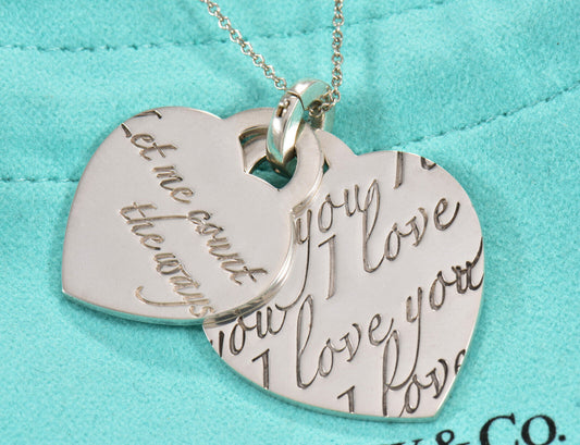 Tiffany & Co Silver Let Me Count The Ways I Love You Double Heart Necklace Boxed