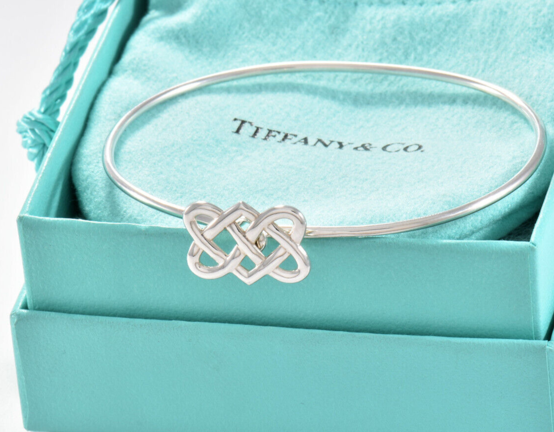 Tiffany & Co Silver Paloma Picasso Celtic Knot Hook 7" Bracelet in Pouch Bangle