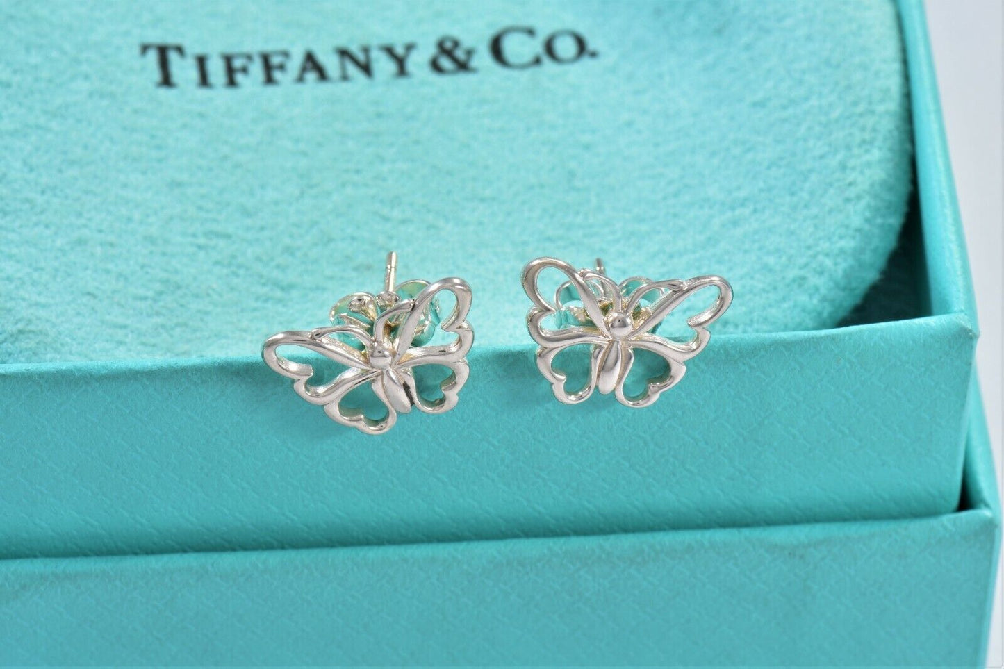 Tiffany & Co Sterling Silver Enchant Butterfly Earrings in Pouch Rare Lovely