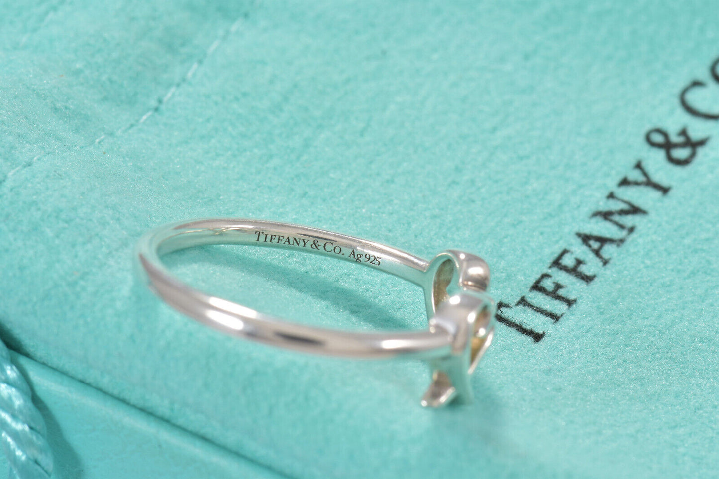 Tiffany & Co Silver Diamond Paloma Picasso Double Loving Heart Ring Size 8 Rare