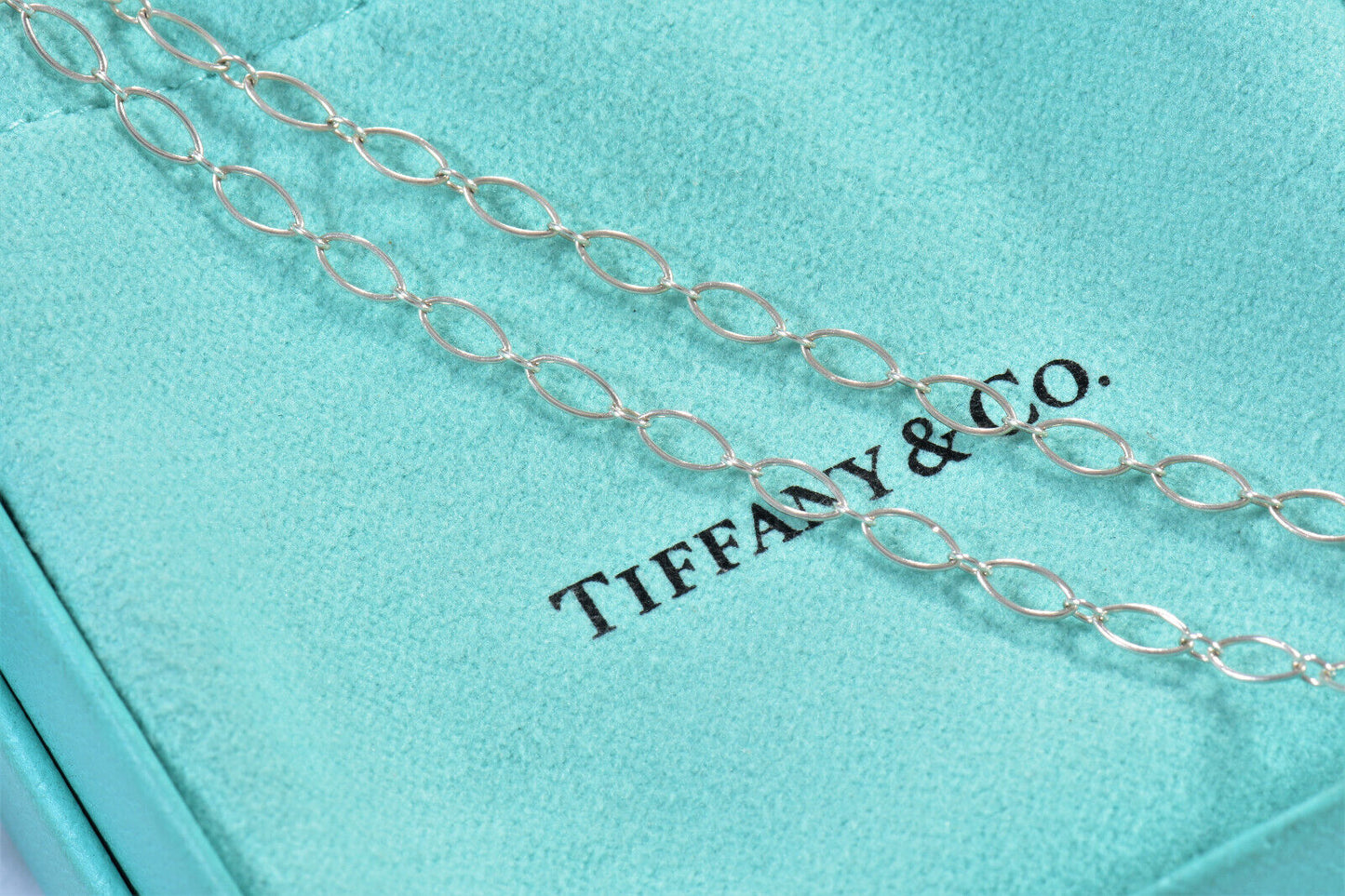 Tiffany & Co Sterling Silver 30.25" Oval Link Chain Necklace XL In Pouch Long