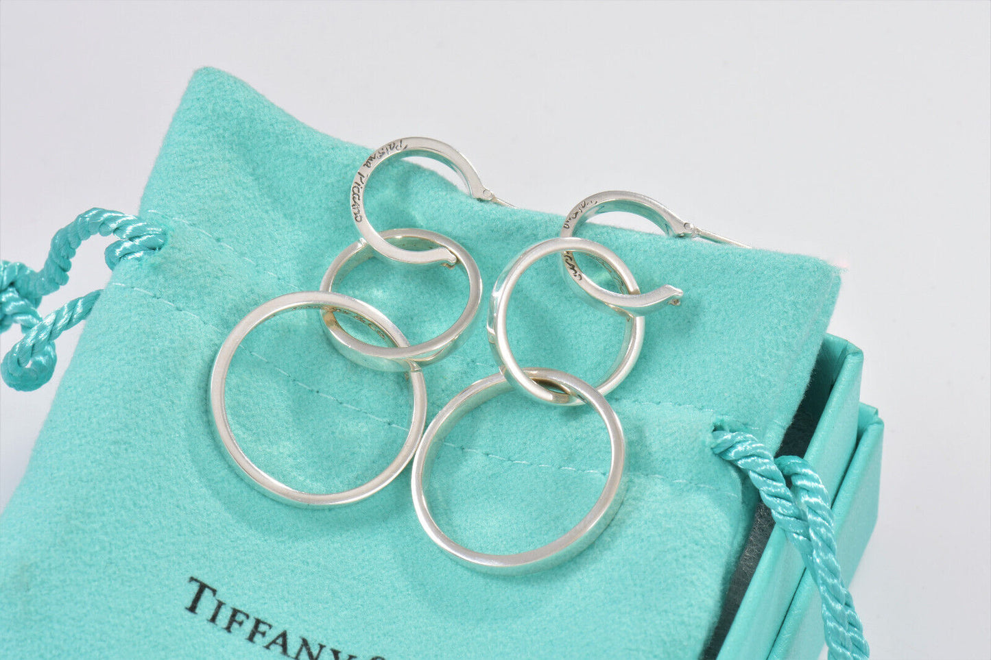 Vintage Tiffany & Co 2 in 1 Paloma Picasso Three Interlocking Hoop Drop Earrings