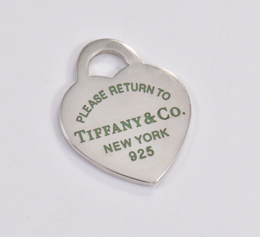 Please Return Tiffany & Co Silver Blue Enamel Letters Small Heart Charm Rare