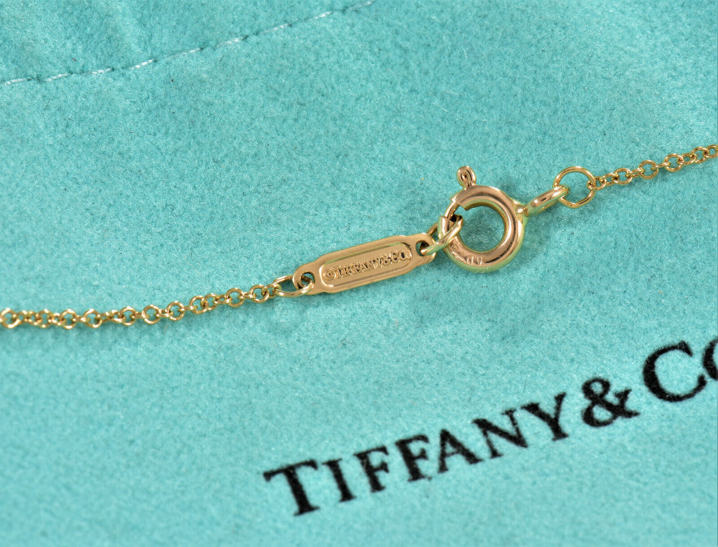 Tiffany & Co Diamond 18k Yellow Gold Heart Pendant 20.5" Necklace in Box Pouch