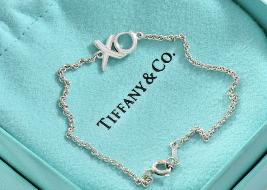 Tiffany & Co Silver Paloma Picasso Graffiti XO 7" Chain Bracelet & Pouch Rare