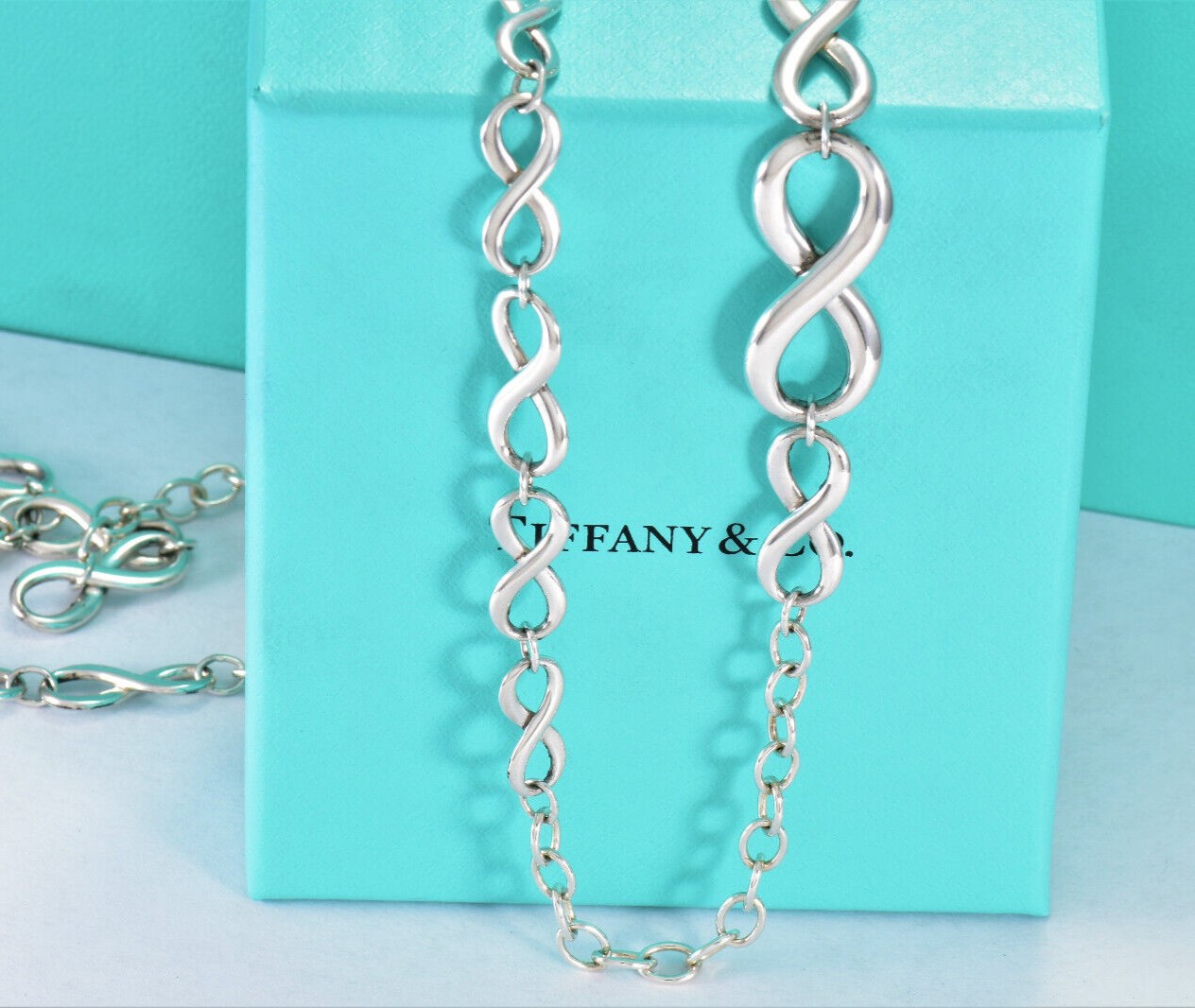 Tiffany & Co Silver Infinity Endless Multi Pendant XL 36” Necklace Heavy Charm