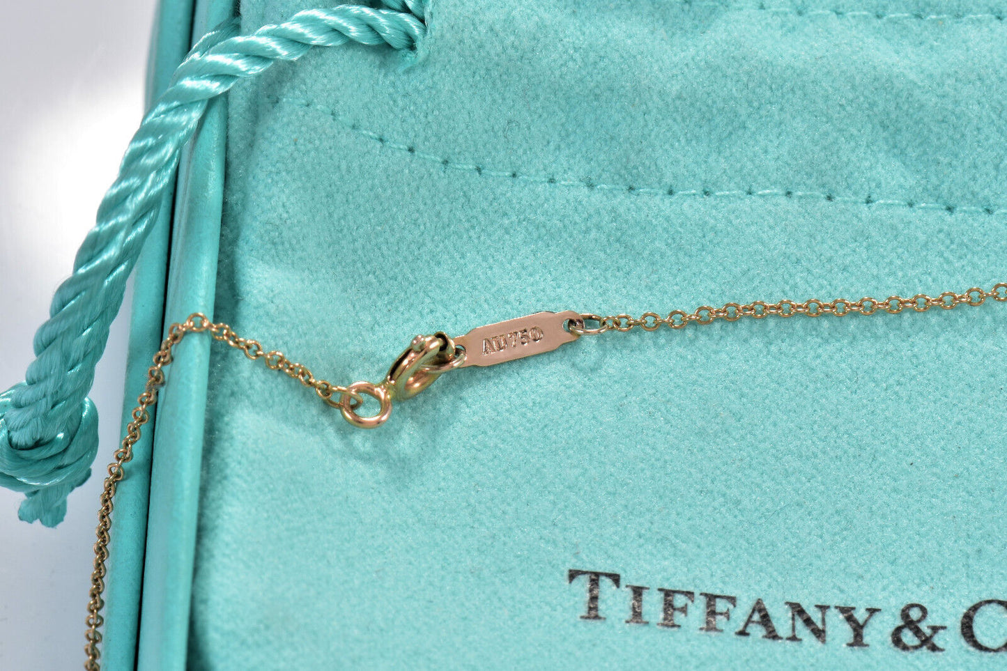 Tiffany & Co Diamond 18K Rose Gold Open Trefoil Key Pendant 16" Necklace in Box