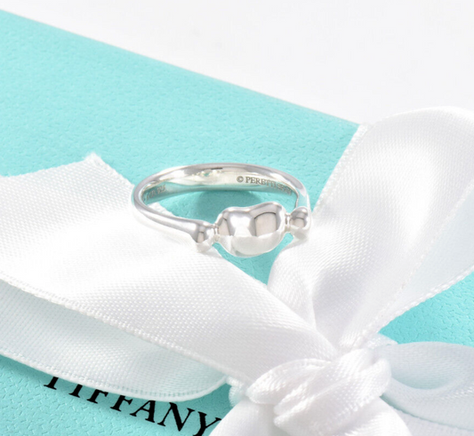 Tiffany & Co Sterling Silver Elsa Peretti Bean Ring Mini Size 6 Box Pouch Lovely